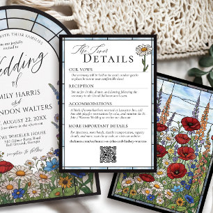 Wildflower Stained Glass Floral Wedding Details Enclosure Card