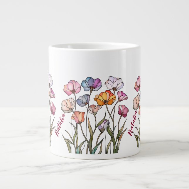 Wildflower Stained Glass Large Coffee Mug (Front)
