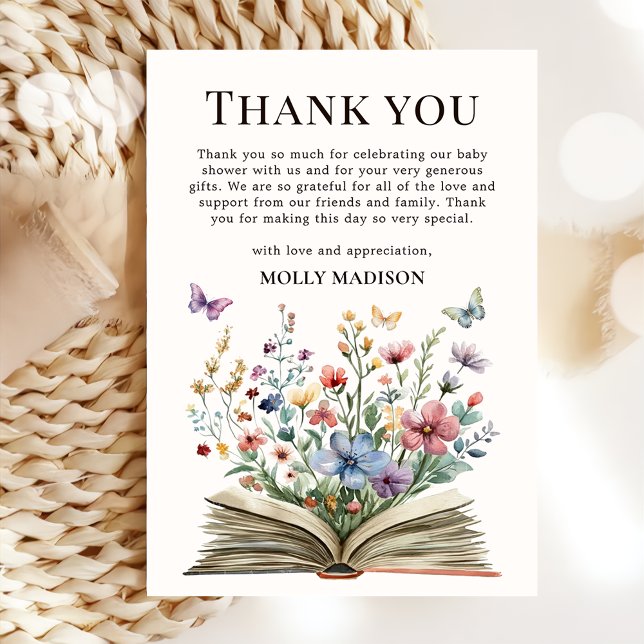 Wildflower Storybook Baby Shower Thank You Card (Creator Uploaded)