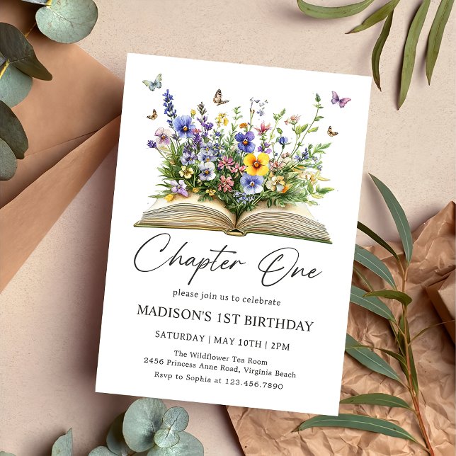Wildflower Storybook Chapter One First Birthday Invitation (Creator Uploaded)