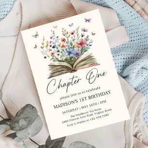 Wildflower Storybook Chapter One First Birthday Invitation