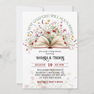 Wildflower Storybook New Chapter Baby Shower Invitation