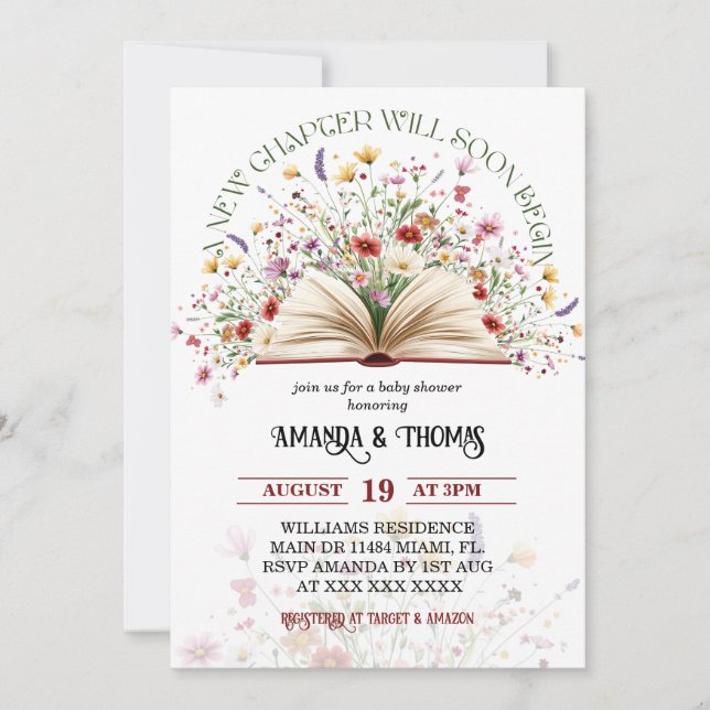 Wildflower Storybook New Chapter Baby Shower Invitation (Front)
