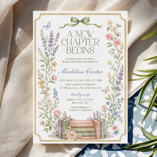 Wildflower Storybook New Chapter Baby Shower Invitation