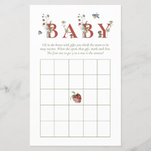 Wildflower Strawberry Baby Shower Bingo Game Flyer