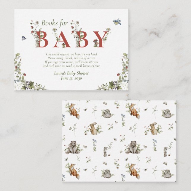 Wildflower Strawberry Summer Baby Book Request Enclosure Card (Front/Back)