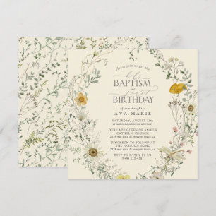 Wildflower Summer Baptism Baptism 1st Birthday Invitation