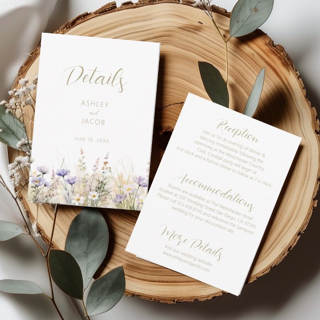 Wildflower Summer Meadow Wedding Details Card  (Creator Uploaded)