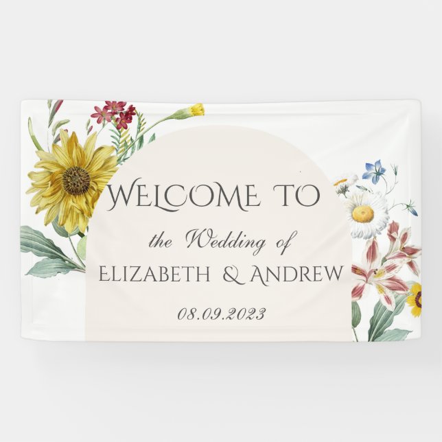 Wildflower Sunflower Butterflies Banner (Horizontal)