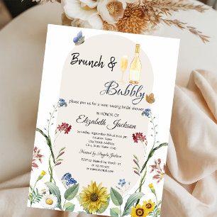 Wildflower Sunflower Butterflies Brunch & Bubbly Invitation