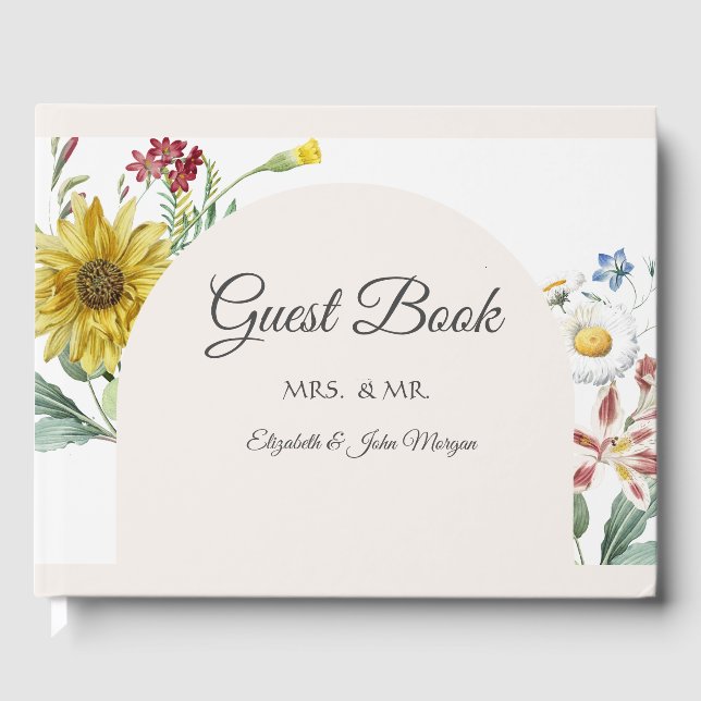 Wildflower Sunflower Butterflies Guest Book (Front)