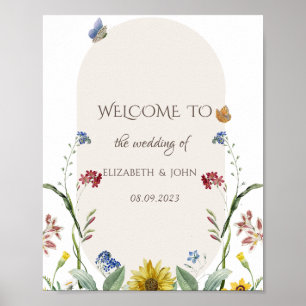 Wildflower Sunflower Butterflies Poster
