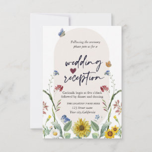 Wildflower Sunflower Butterflies Reception  Invitation