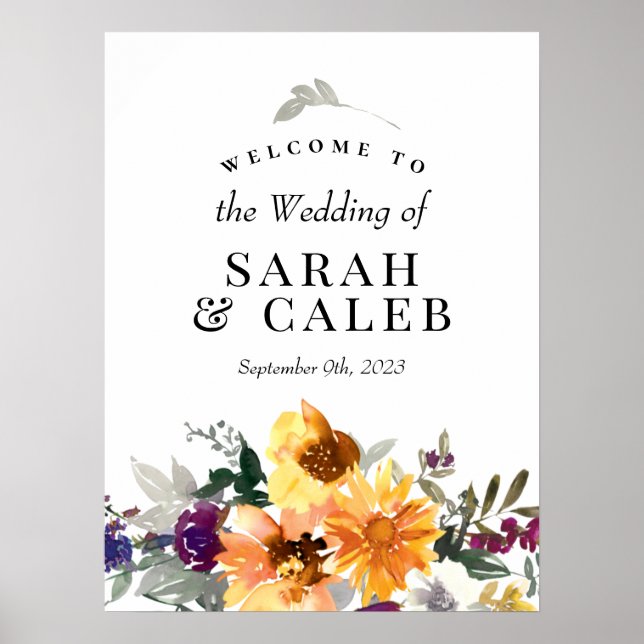 Wildflower Sunflower Wedding Welcome Sign (Front)