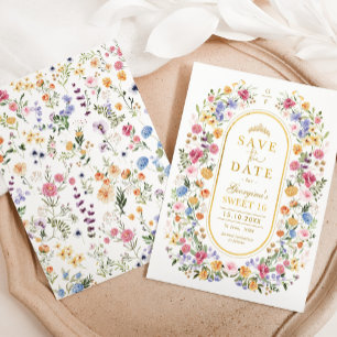 Wildflower Sweet 16 Quinceanera Save the Date Announcement Postcard
