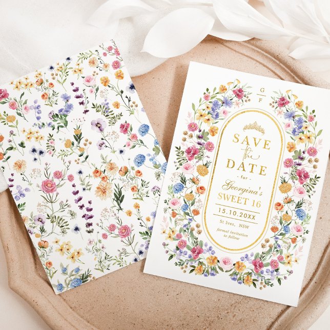 Wildflower Sweet 16 Quinceanera Save the Date Announcement Postcard (Creator Uploaded)