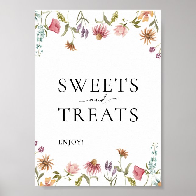 Wildflower Sweet and Treats Wedding Sign  (Front)