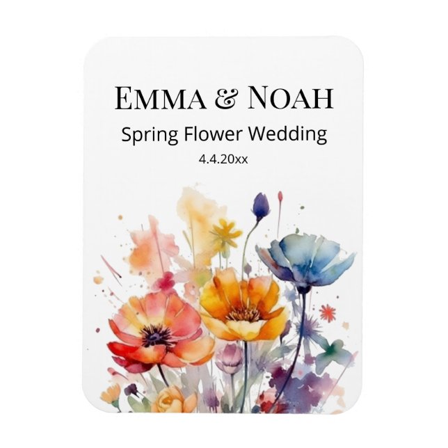 Wildflower Symphony: Colourful Spring Watercolor  Magnet (Vertical)