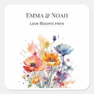 Wildflower Symphony: Colourful Spring Watercolor Square Sticker
