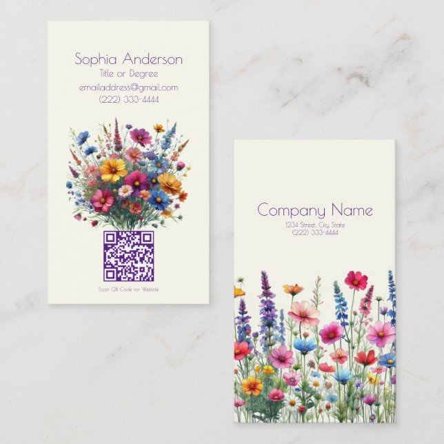 Wildflower Symphony-Cream-Business Cards (Front/Back)