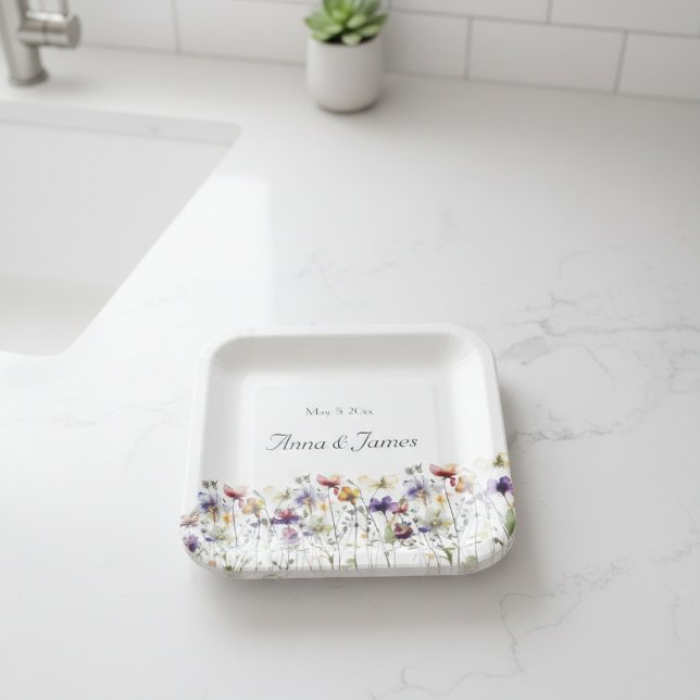 Wildflower Symphony: Vibrant Watercolor Art Paper Plate (Creator Uploaded)