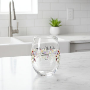 Wildflower Symphony: Vibrant Watercolor Art Stemless Wine Glass