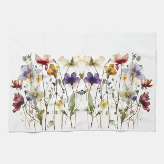 Wildflower Symphony: Vibrant Watercolor Art Tea Towel