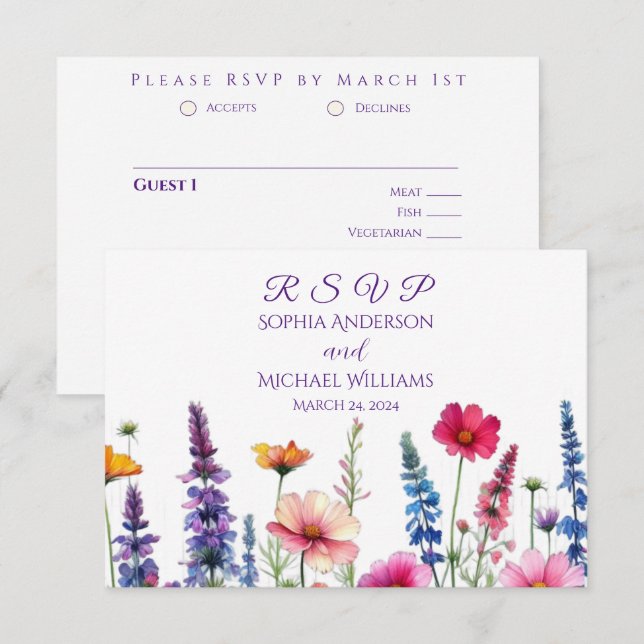 Wildflower Symphony Wedding RSVP Card (Front/Back)