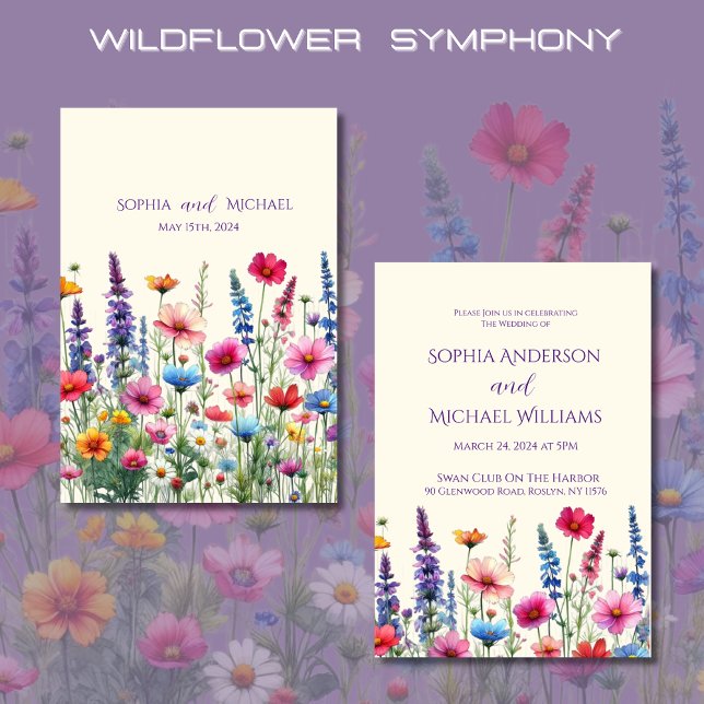 Wildflower Symphony Wedding Theme Invitation (Wildflower Symphony Wedding Invitations-Colorful, Rustic, Bohemian, Elegant, Country)