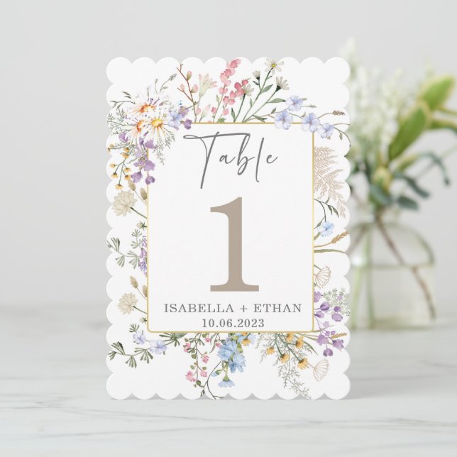 Wildflower Table Number template (Standing Front)