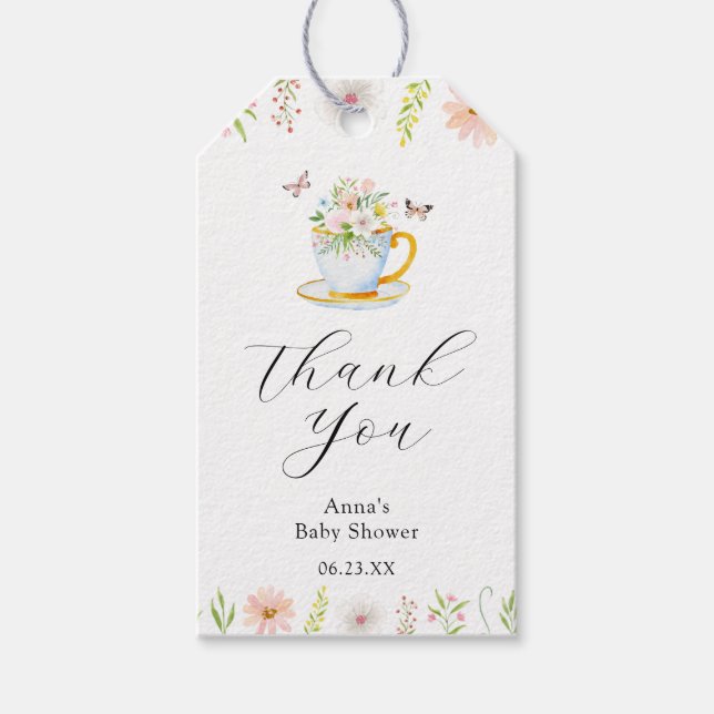 Wildflower Tea Baby Shower Gift Tags (Front)