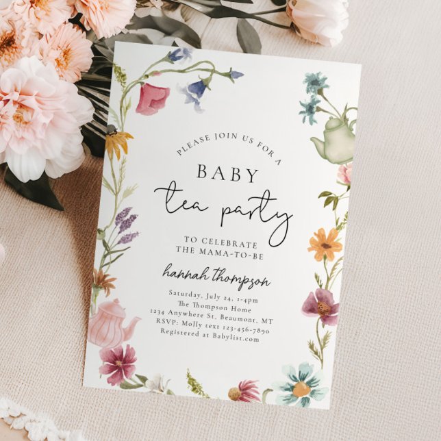 Wildflower Tea Baby Shower Invitation (Creator Uploaded)