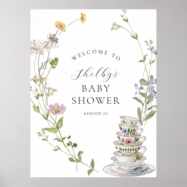 Wildflower Tea Baby Shower Welcome Poster (Front)