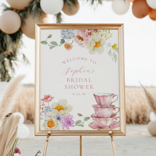 Wildflower Tea Bridal Shower Welcome Poster