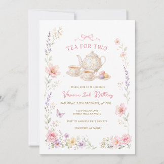 Wildflower Tea for Two Birthday Invitation