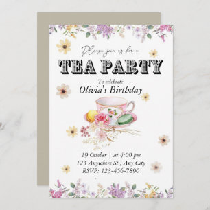 Wildflower Tea Party Birthday Invitation