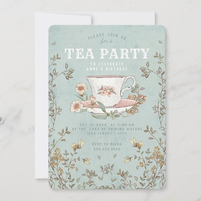 Wildflower Tea Party Birthday Invitation (Front)
