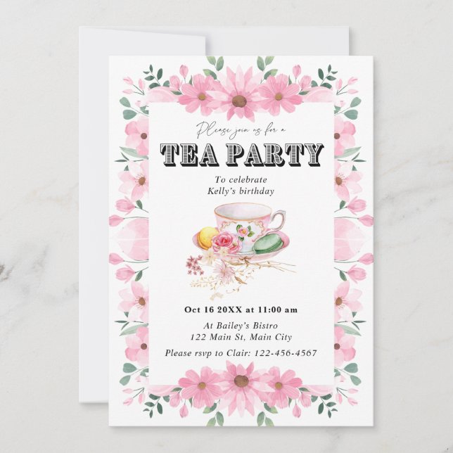 Wildflower Tea Party Birthday Invitation (Front)