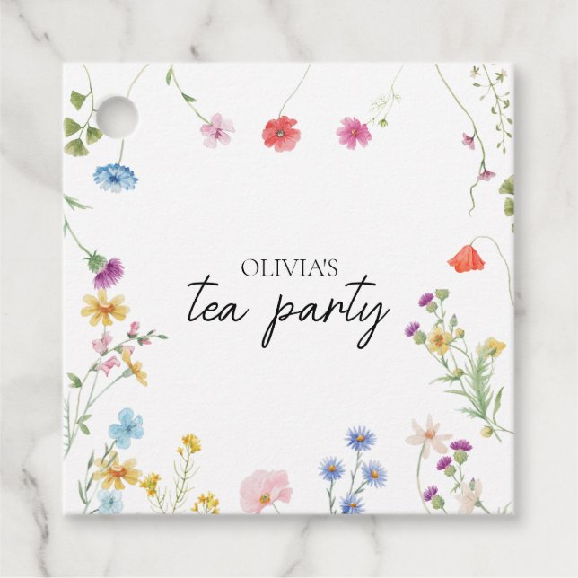 Wildflower Tea Party Bridal shower Favour Tags (Front)