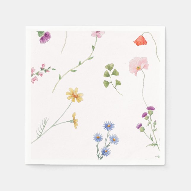 Wildflower Tea Party Bridal shower Napkin (Front)