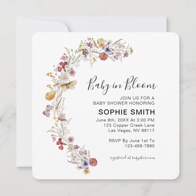 Wildflower Tea Party Garden Baby In Bloom Invitation (Front)