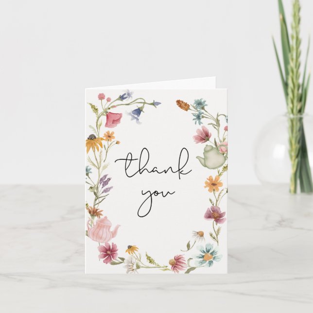 Wildflower Tea Party Thank You Card (Front)