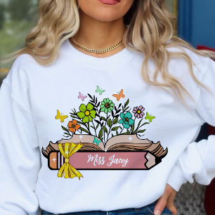 Wildflower Teacher Name, Personalised Teacher,gift Sweatshirt