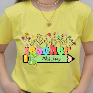Wildflower Teacher Name Personalised, teacher gift T-Shirt