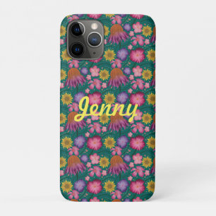 Wildflower Teal Floral Personalised iPhone 11 Pro Case