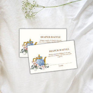 Wildflower Teapot Diaper Raffle Baby Shower Enclosure Card