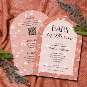 Wildflower Terracotta All in One Baby Shower Invitation