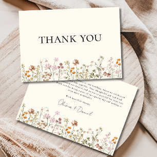 Wildflower Terracotta Beige Boho Wedding Thank You Card
