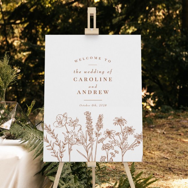 Wildflower Terracotta Fall Wedding Welcome Sign (Creator Uploaded)