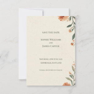 Wildflower Terracotta Wedding Save The Date Card